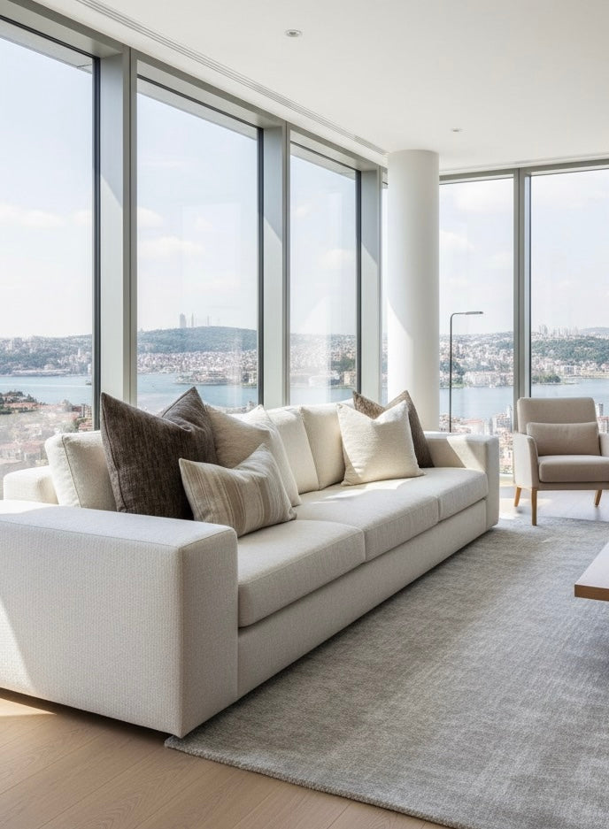 Sofia Krem Dokuma Kırlent Kılıfı