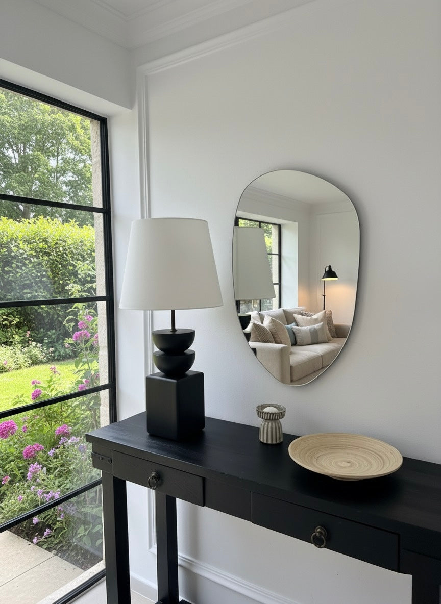 Lima Yarım Küre Detaylı Büyük Siyah Abajur