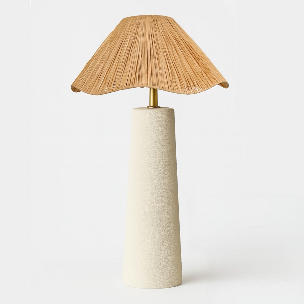 Lomi Bohem Rafya Başlıklı Seramik Abajur