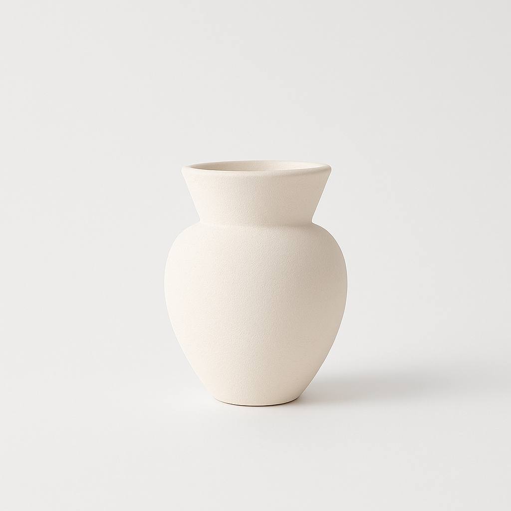 Cleo Seramik Beyaz Dokulu Vazo