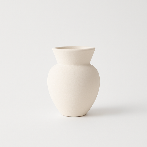 Cleo Seramik Beyaz Dokulu Vazo