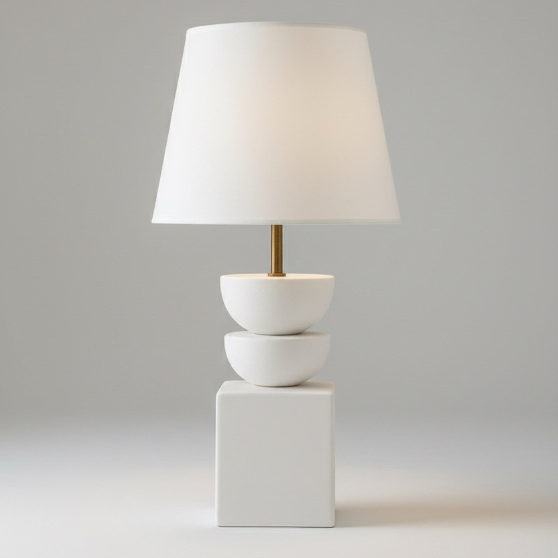 Lima Yarım Küre Detaylı Büyük Beyaz Abajur