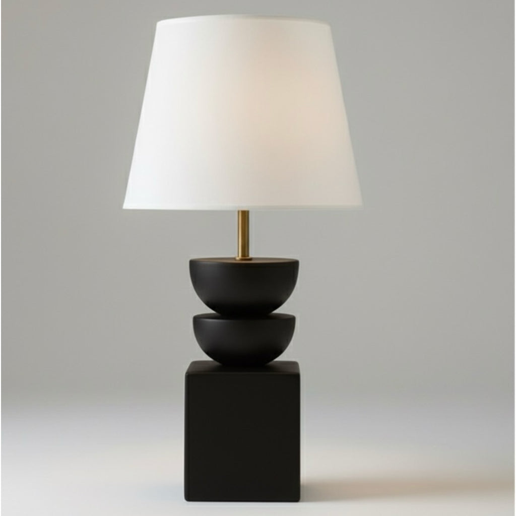 Lima Yarım Küre Detaylı Büyük Siyah Abajur